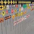 Public Facilities Featuring Various Traffic Signs for Road Safety and Directional Guidance