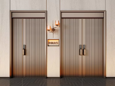 Modern double door copper door entry door villa door 3d model