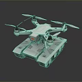 Modern Robotic Unmanned Hybrid Vehicle Featuring Tank Tracks And Drone Propellers