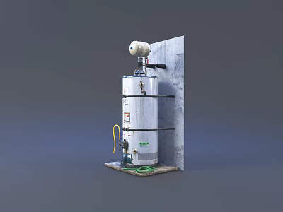 Modern Household Water Heater With Vertical Cylinder Shape And Safety Valve Design 3d model
