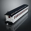 3D White Train Carriage Model With Black Roof Multiple Windows And Smooth Surface Reflection 3d model