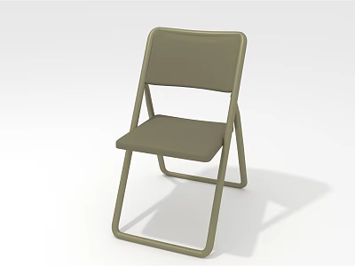 Olive Green Folding Leisure Chair With Metal Frame And Padded Seat Backrest 3d model