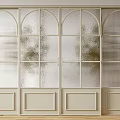 Modern Sliding Doors With Arched Glass Panels And White Wooden Frames Design