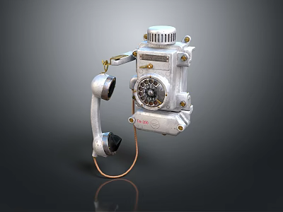 Vintage Rotary Dial Telephone With Metal Body Handset And Coiled Cord 3d model