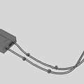 Gray 3D Model Electronic Component With Two Attached Cables And Rectangular Shape 3d model