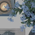 Elegant Decorative Ornament Set With Blue Flowers Vase Candle Holders Deer Figurine And Sphere Decorations