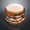 Traditional Handcrafted Musical Instrument Drum Featuring Leather Head And Rope Bindings