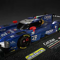 Blue Racing Car With Sponsor Logos And Race Number 47