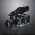 Professional 3D Rendered Digital Camera Body Featuring Detachable Lens Viewfinder And Control Buttons