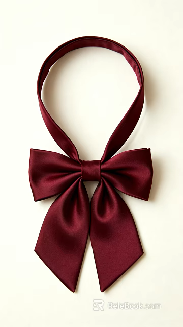 Deep Red Satin Bow Tie with Smooth Glossy Finish and Classic Design 3d model 