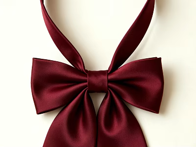 Deep Red Satin Bow Tie with Smooth Glossy Finish and Classic Design 3d model