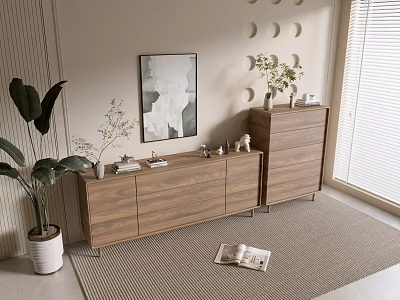 Modern Wood Grain Cabinet Simple Style Cabinet Whole Cabinet Sideboard Balcony Cabinet Storage Cabinet Entrance Cabinet 3d model