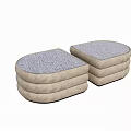 Beige Coffee Tables With Stacked Design And Gray Patterned Cushions 3d model