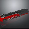 Detailed Black and Red Steam Locomotive Model With Red Wheels and White Front