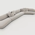 Large Curved Sectional Sofa Light Gray with Multiple Soft Cushions Modern Design 3d model