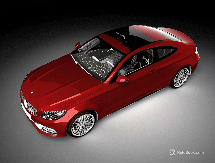 Red Modern Coupe Car With Black Roof Sleek Design And Silver Wheels 3d model 