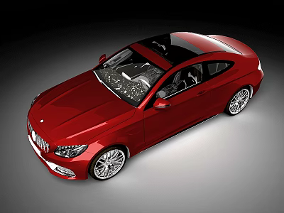 Red Modern Coupe Car With Black Roof Sleek Design And Silver Wheels 3d model