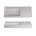 Modern Minimalist White Rectangular Washbasin With Sleek Surface And Textured Edges