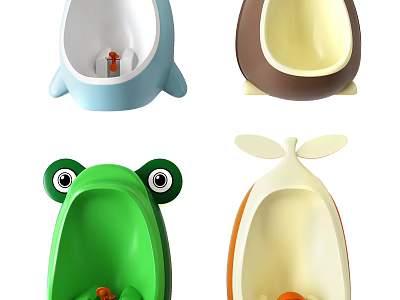 Cute Animal Shaped Children's Urinals With Colorful Design And Toys For Potty Training 3d model