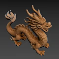 Intricate Hand Carved Dragon Sculpture With Detailed Scales And Dynamic Horns