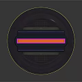 Circular Component With Black Outer Shell Colored Stripes And Orange Base