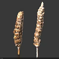 Dried Food Spike Plants With Brown Scaly Surface And Stem Base 3d model