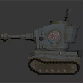 Gray Vintage Tank Model With Cannon Circular Viewport Red Number 47 And Tracks