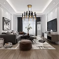 Modern Living Room Coffee Table With Gray Sofa Geometric Pillows And Area Rug
