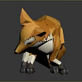 Modern Low Poly Orange Fox Sculpture With Geometric Design And Artistic Details