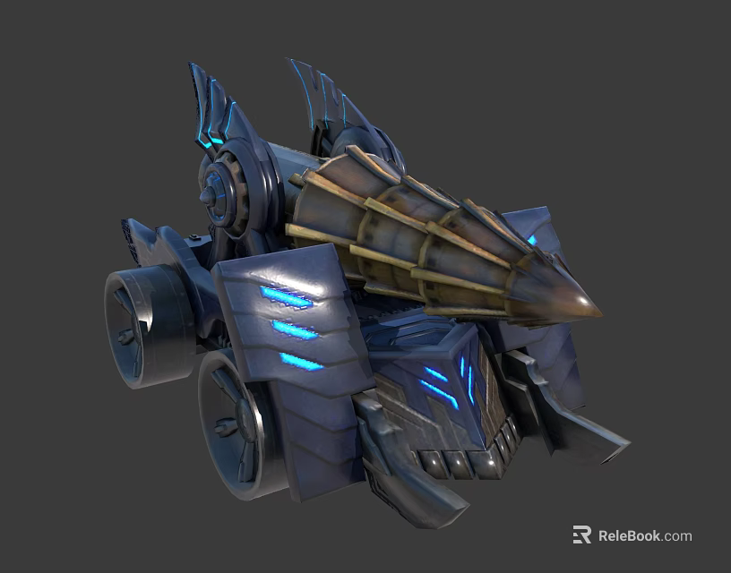 Futuristic Cybernetic Vehicle With Blue Glowing Accents And Metallic Armor 3d model 