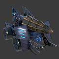 Futuristic Cybernetic Vehicle With Blue Glowing Accents And Metallic Armor