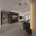 Modern Living Dining Room Interior With Beige Sofa Black Chairs And Artwork