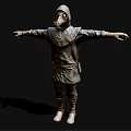Hooded Character In Robe With Raven Beak Mask And Glowing Eyes Arms Outstretched