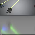 Different Colored Futuristic Spaceships Firing Green Laser Beams In Dark Cosmic Space