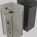 Modern Bathroom Shower Head With Black Metal Fixture And Marble Wall Glass Enclosure