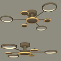 Modern Brass Chandelier With Circular Light Rings And Contemporary Design