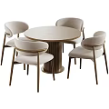 Modern Light Luxury Round Dining Table And Upholstered Chairs Combination For Cozy Home Dining Room