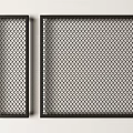 Two Black Frame Metal Mesh Fences With Diamond Pattern On Light Background 3d model