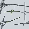 Municipal Road Network Design With Multiple Intersections And Green Spaces 3d model