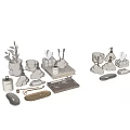Decorative Ornament Set with Cloud Shaped Vase Plants Tissue Holder Chopstick Rest and Scented Candle