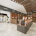 Modern Tobacco and Alcohol Store Interior With Shelves Display Counter Cigar Sections and Marble Floor