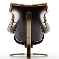 Elegant Brown Leather Office Chair With Tufted Design And Gold Black Swivel Base