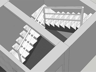 Modern Staircase Design with Railing and White Steps in Interior Sketch 3d model