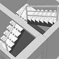 Modern Staircase Design with Railing and White Steps in Interior Sketch