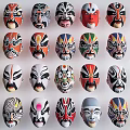 Colorful Traditional Peking Opera Masks as Artistic Wall Decor for Home Interiors