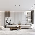 Modern Living Dining Room Interior With TV Wall Sofa Coffee Table And Green Plant