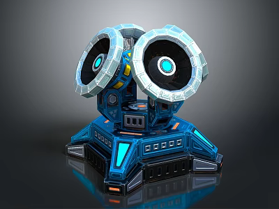 Futuristic Sci-Fi Weapon With Blue Mechanical Base And Circular Energy Disks 3d model