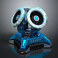 Futuristic Sci-Fi Weapon With Blue Mechanical Base And Circular Energy Disks