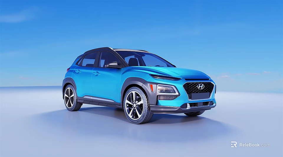 Hyundai Blue Compact SUV With Modern Exterior Design And Stylish Wheels 3d model 