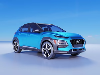 Hyundai Blue Compact SUV With Modern Exterior Design And Stylish Wheels 3d model